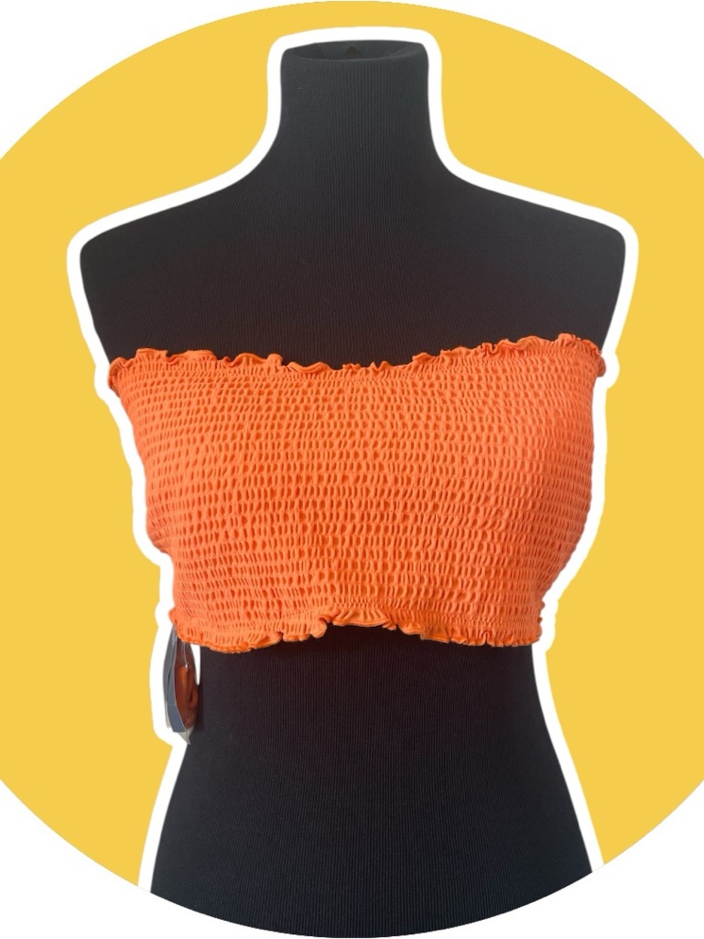 Hollister Orange Paradise Smocked Bikini Top